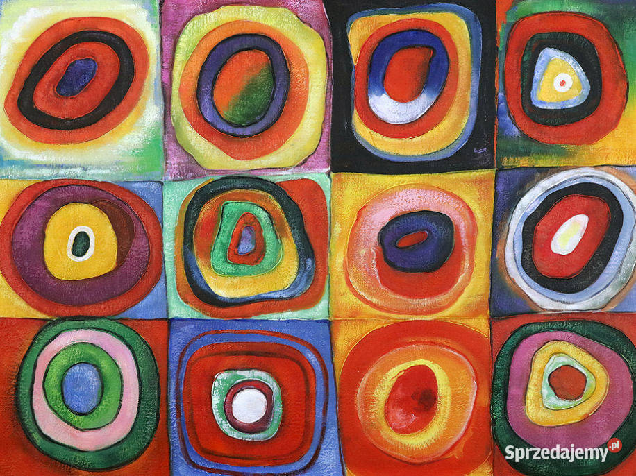 Piękna Klasyczna kolorowa abstrakcja Kwadraty z