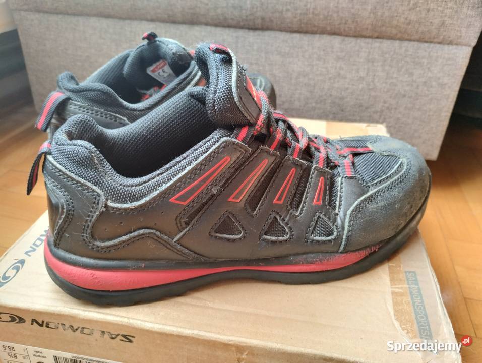 Buty skórzane czerwone czarne robocze z noskiem