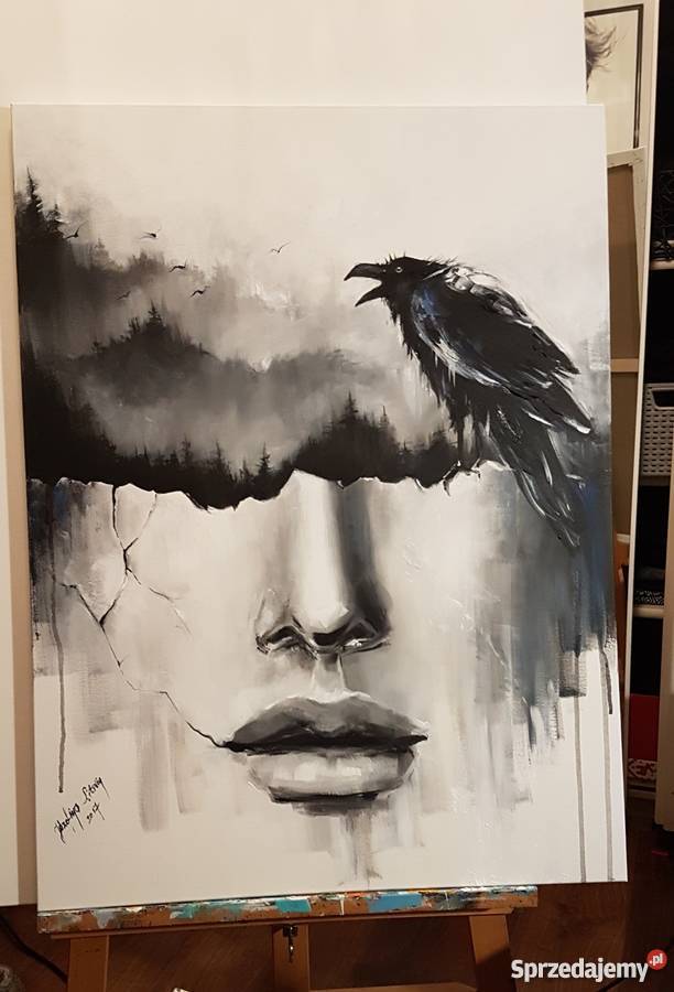 Twarz kobiety obraz ABSTRAKCJA surrealizm kruk