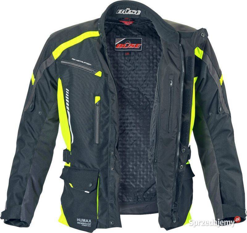 Buse Torino II Neon kurtka motocyklowa 60 4XL Odzież motocyklowa Zielona Góra