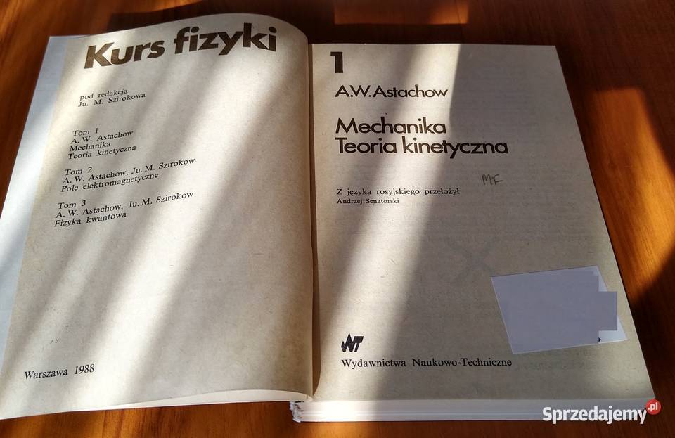 Kurs fizyki 1 Mechanika Teoria kinetyczna A W Gdańsk sprzedam