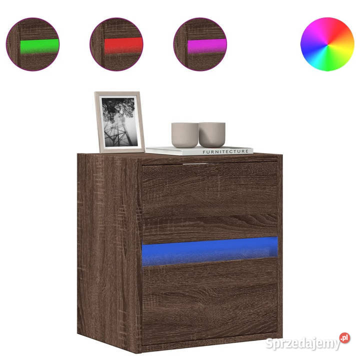 Ścienna szafka TV z LED brązowy dąb 41x31x45 Warszawa