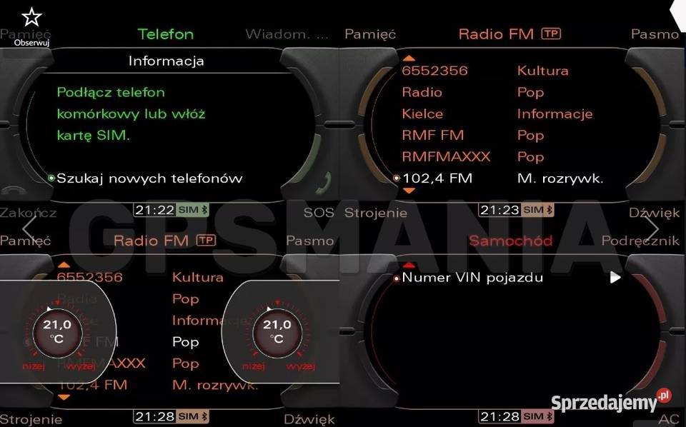Polskie menu AUDI MMI 3G BASIC A4 A5 A6 A7 A8 Q5 Łódź