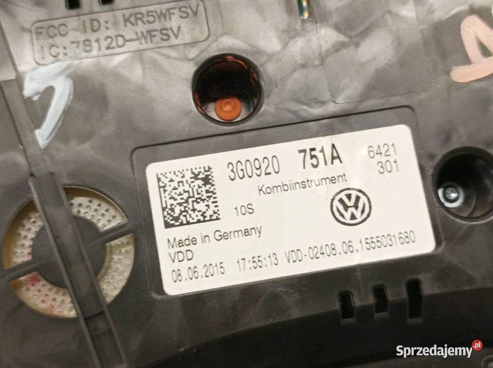 LICZNIK 3G0920751A 20 D 149 VW Volkswagen Passat Rok produkcji 2015