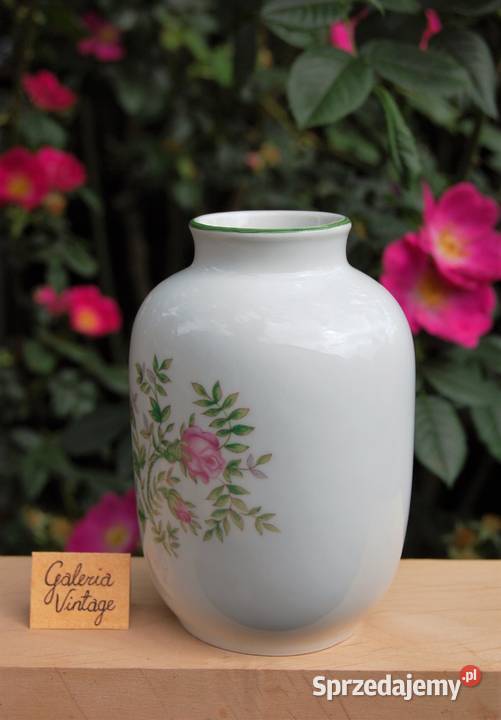 Wazon róże kwiaty porcelana Ćmielów vintage lubelskie