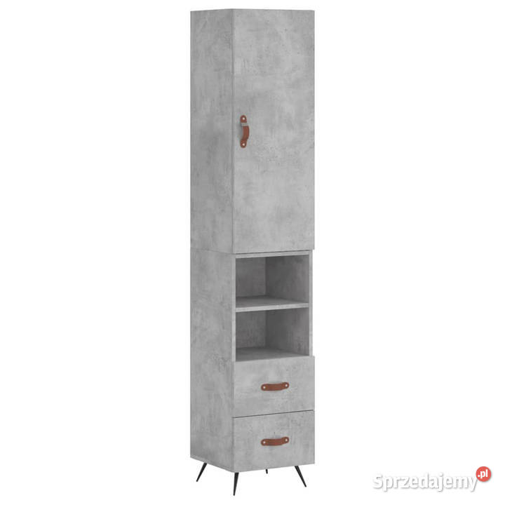 Wysoka szafka szarość betonu 345x34x180