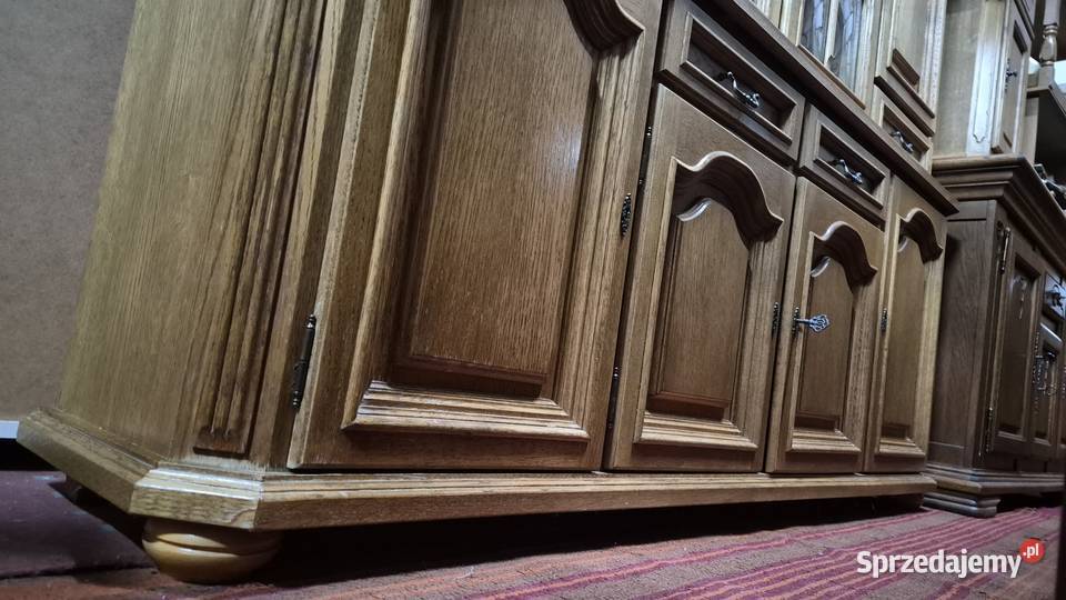 Biblioteka gabinetowa kredens witryna dębowa dąb Kredensy i witryny Sypniewo