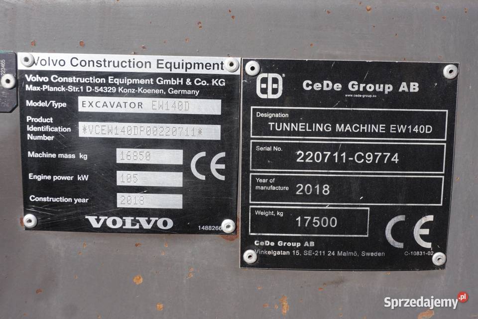 Koparka kołowa Volvo EW 140 D 2018 świętokrzyskie Jeziorko sprzedam