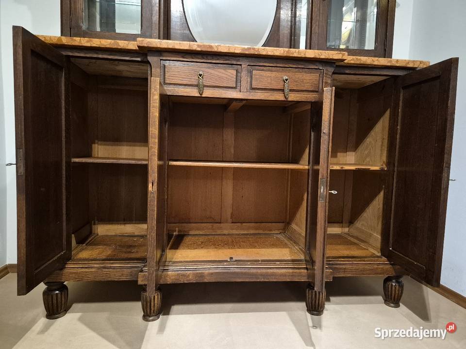 Secesyjna komoda dębowa rzeźbiona z blatem Sypniewo sprzedam