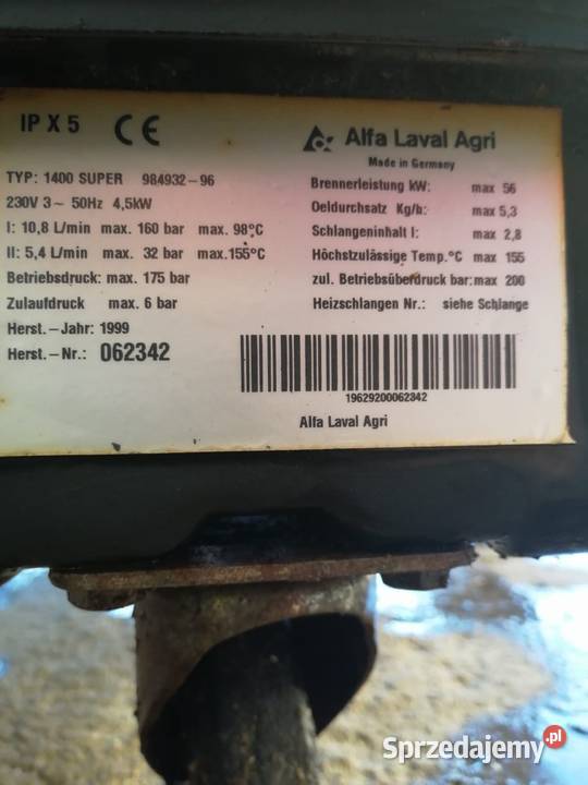 Myjka Ciśnieniowa Alfa Laval Cascad 1400 super Stryszawa