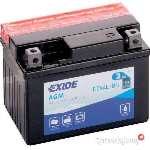 Akumulator EXIDE ETX4LBS YTX4LBS 12V 3Ah 50A P Gdańsk