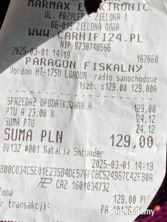 VORDON tadio bluetooth USB nowe Kupione w marcu osobowe dolnośląskie Wrocław