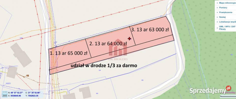 Grunt sprzedam 1300m2 Wielopole Skrzyńskie podkarpackie