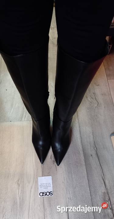 40 ASOS Design Czarne Kozaki Szpilki wieczorowe Asos Kraków