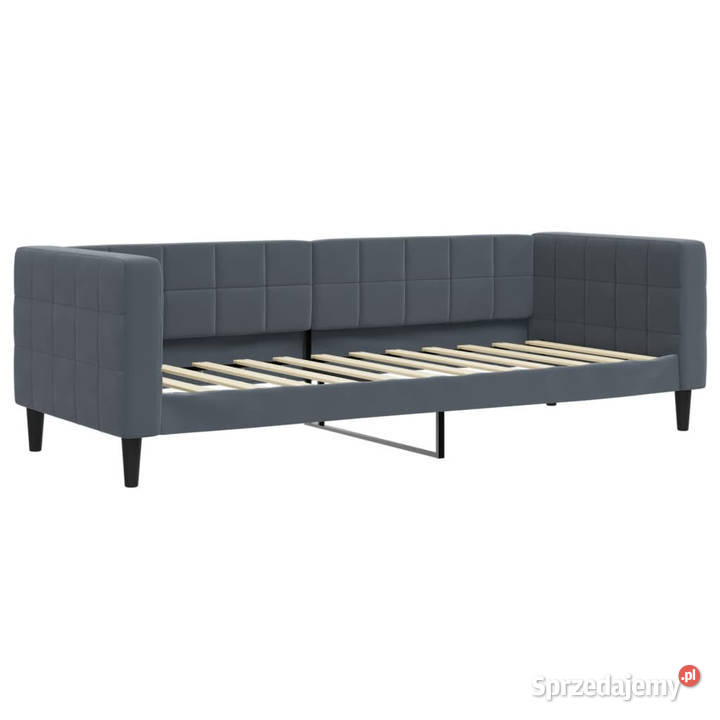 Sofa z materacem do spania ciemnoszara aksamit Dom i Ogród Warszawa