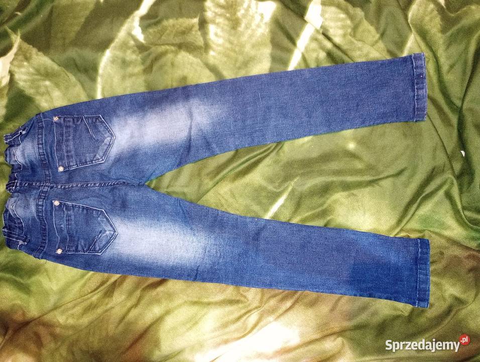 Sprzedam spodnie jeansowe rurki z perełkami Spodnie Przemyśl sprzedam