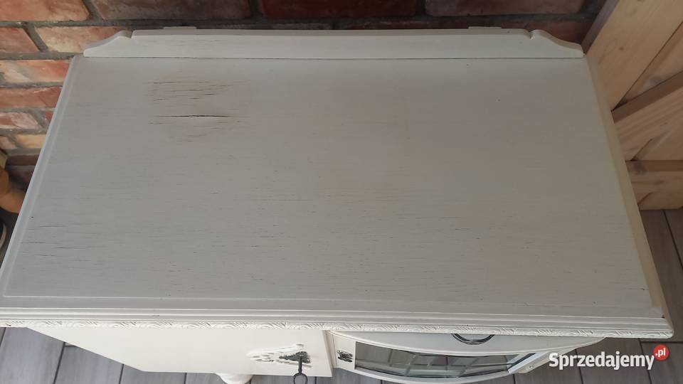 Komoda stara drewniana biała malowana z witrażem Meble zachodniopomorskie Gawroniec sprzedam