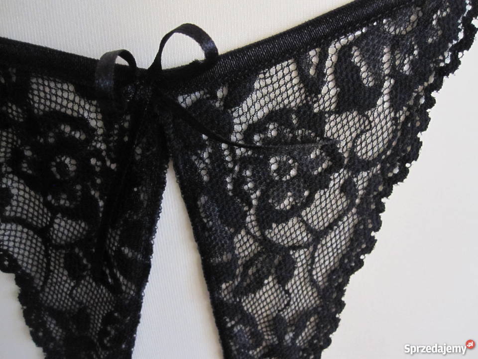 Stringi z 2 trójkącikami z koronki XS Stringi Warszawa