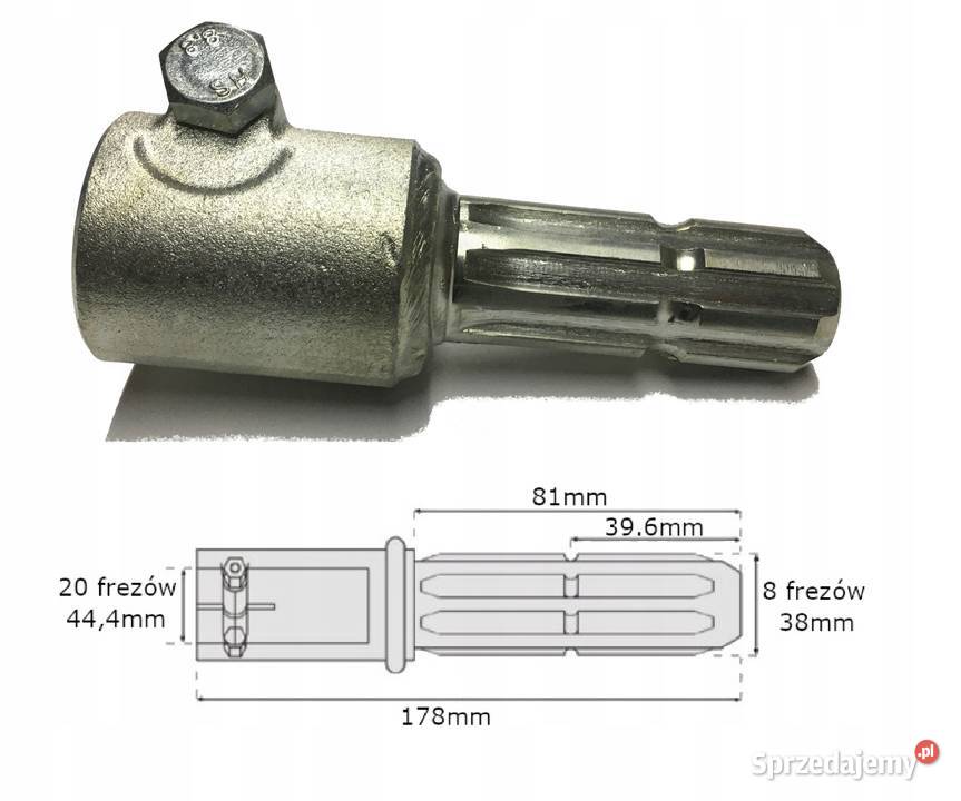 Adapter wałka WOM 20 frezów 444mm 8 frezów 38mm Kamionna