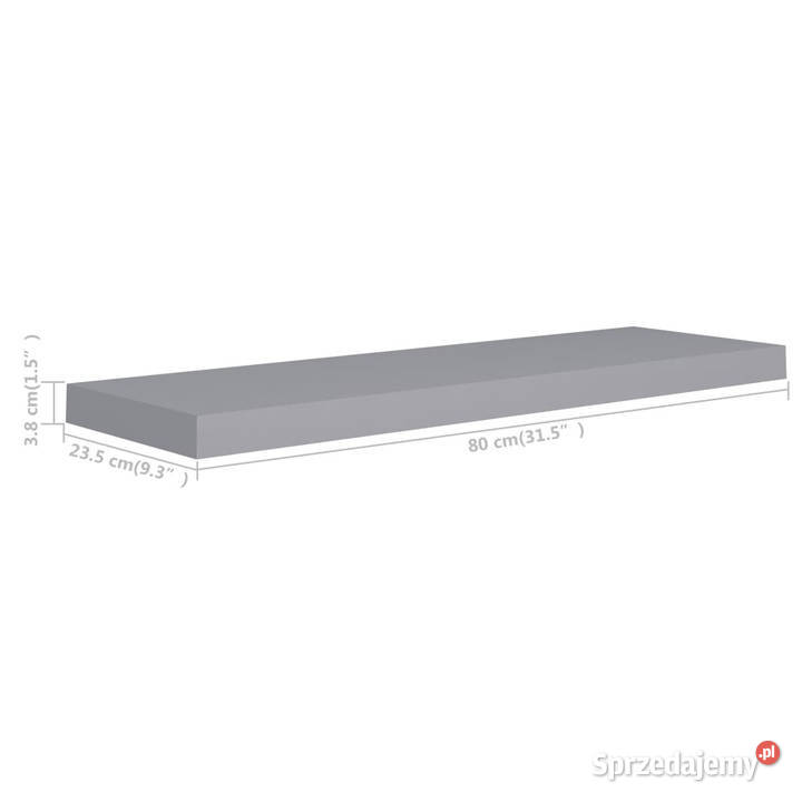 Półki ścienne 2 szare 80 x 235 x 38 MDF WM323857 Warszawa