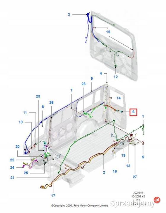 WIĄZKA INSTALACJA KLAPY TYŁ FORD TRANSIT 0006 Materiały instalacyjne