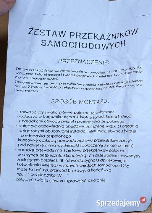 ZESTAW PRZEKAŹNIKÓW ŚWIATEŁ MIJANIA H4 FIAT 126P Mielęcin
