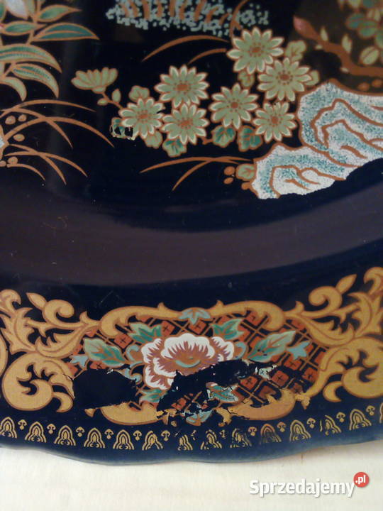 ogromna patera z pawiem vintage Maroko ceramika Patery Częstochowa