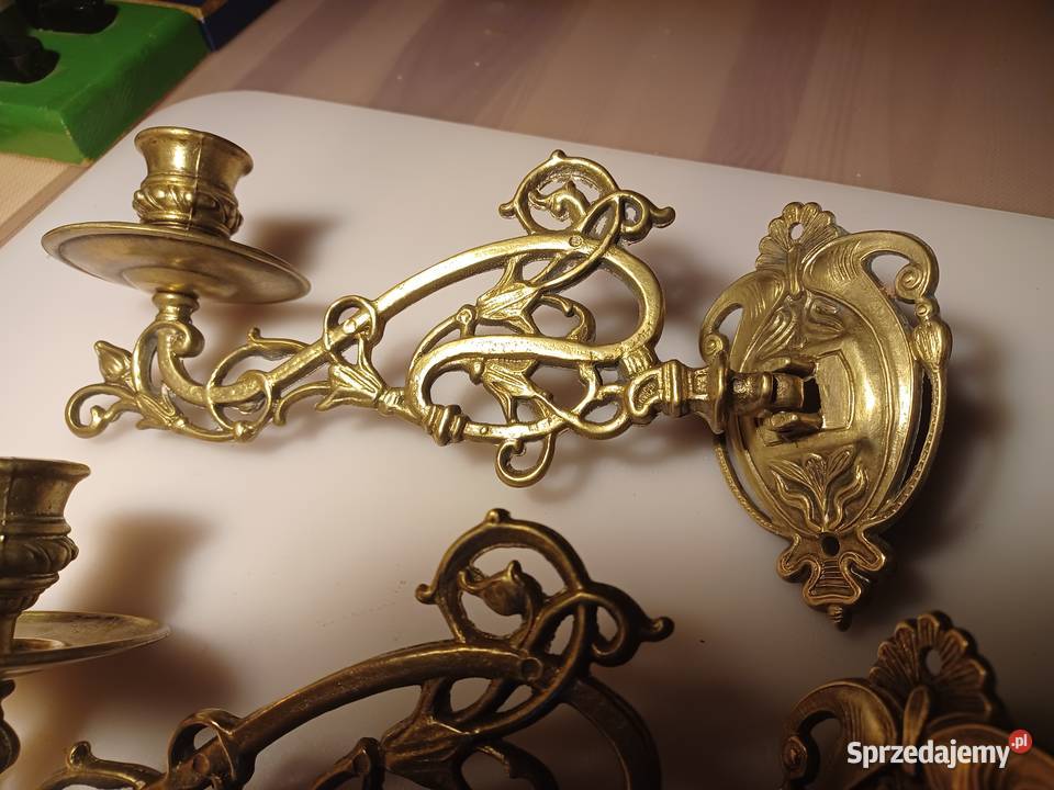 Komplet dwóch świeczników do pianina Mosiądz