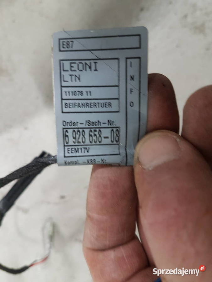 BMW 1 E87 INSTALACJA DRZWI PRAWA PRZOD 693327810 Turek