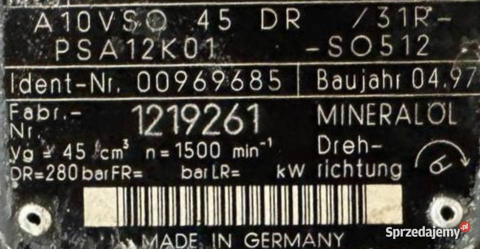 Brueninghaus A10VSO 45 DR 31RPSA12K01 SO512 Poznań