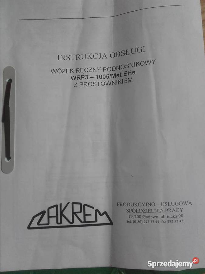 wózek widłowy ręczny zakrem WRP3 1005 MSTEHs śląskie