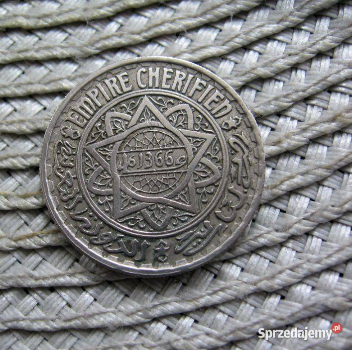 Maroko Francuskie 10 Frank 1947r Miedzionikiel