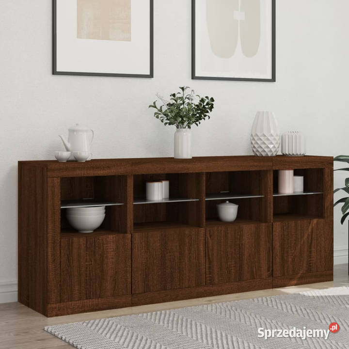 Szafka z oświetleniem LED brązowy dąb 163x37x67 Warszawa