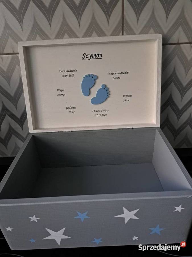 Kuferek wspomnień słonik chłopiec z metryczką opolskie Kędzierzyn-Koźle