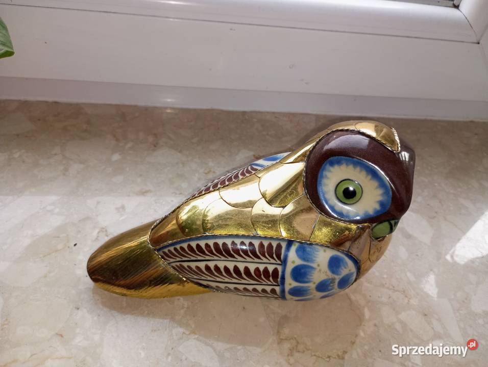 Sowa ceramika z mosiądzem lubelskie Biłgoraj sprzedam