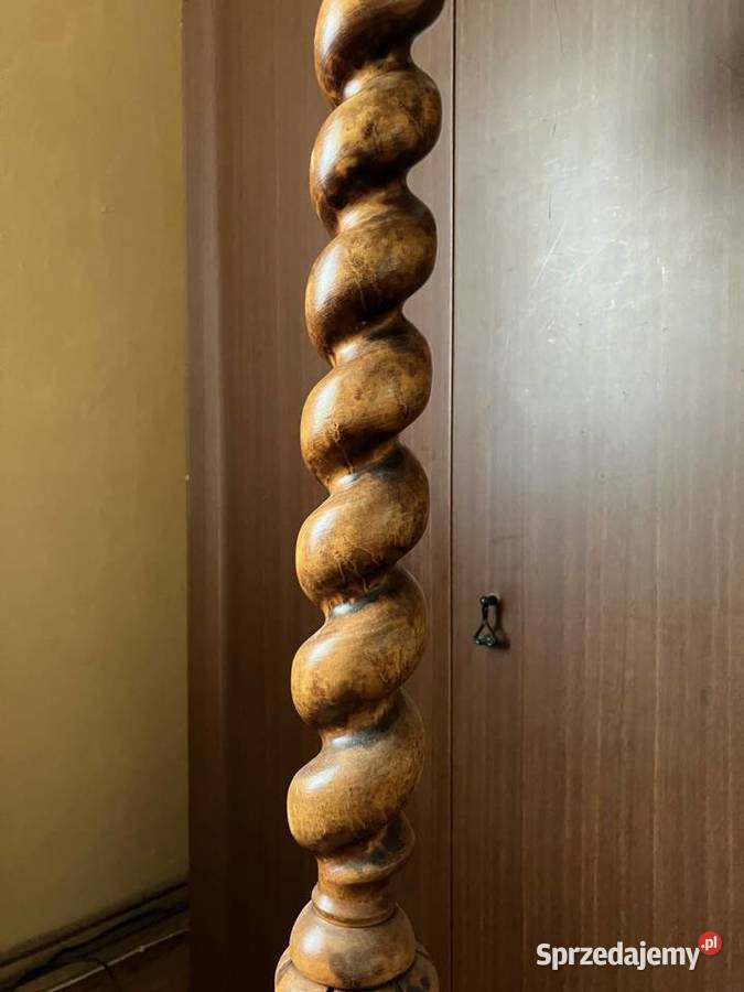 Lampa stojąca podłogowa egzotyczne drewno abażur podkarpackie Nisko