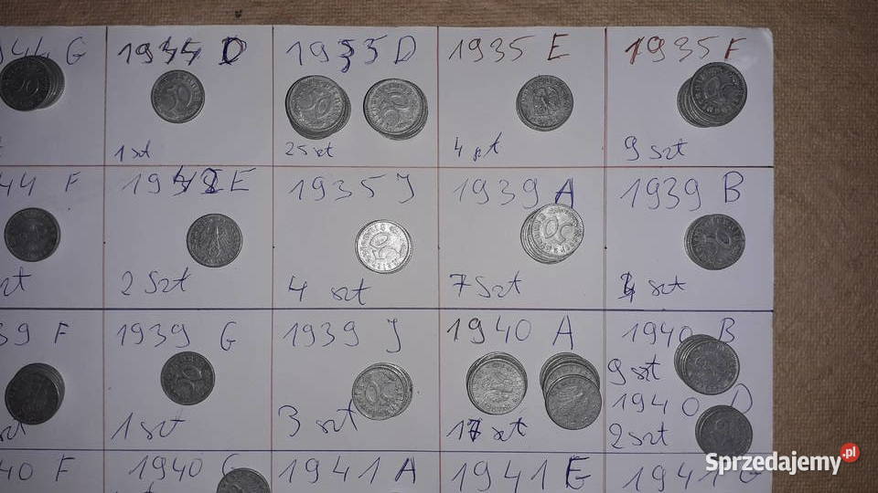 Stare kolekcjonerskie monety Niemcy III rzesza Szczecin