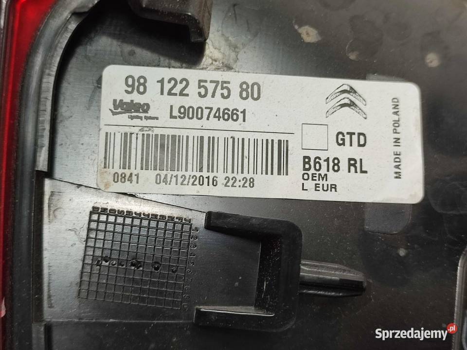 LAMPA LEWY TYŁ CITROEN C3 III SX SY 2016