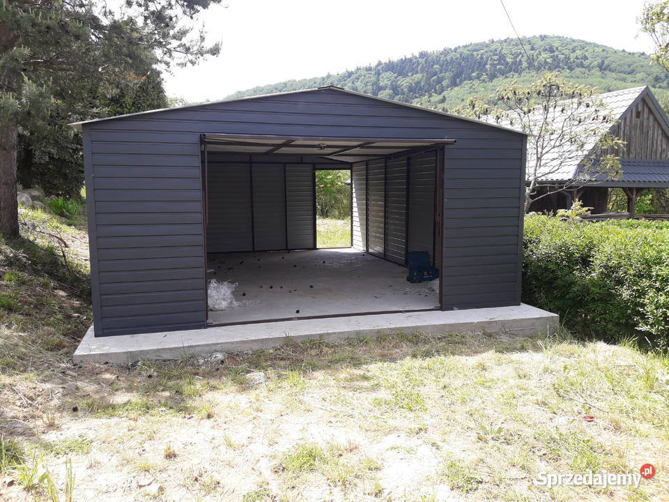 Garaż Blaszany Grafitowy Blaszak Magazyn Garaże