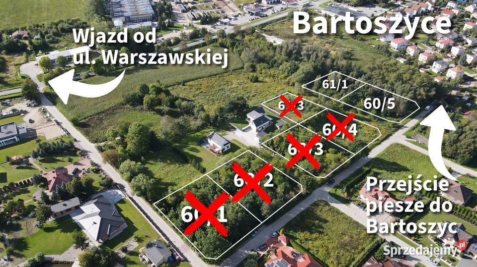 OKAZJA Działki budowlane Wawrzyny 39nzłm2 gaz Bartoszyce