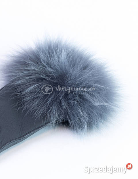 Grafitowe rękawiczki damskie skórzane z