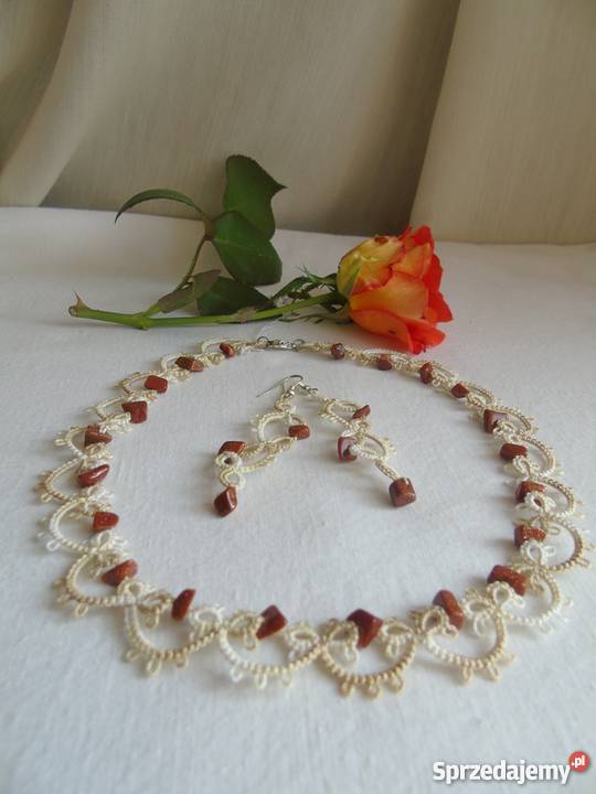 Biżuteria Frywolitkowa Wiśniowa