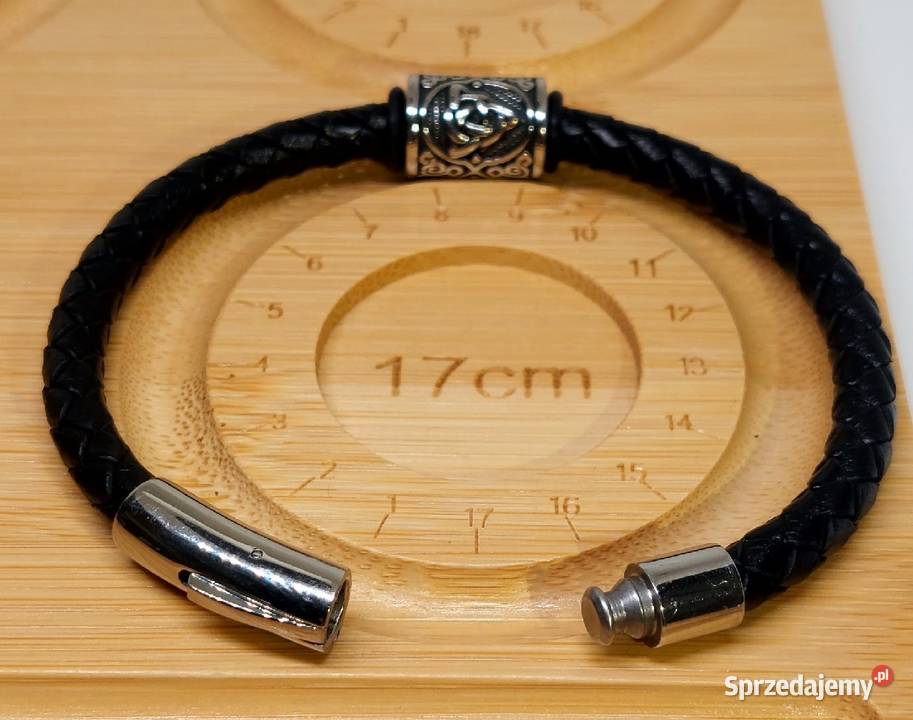 BRANSOLETKA RUNA TRIQUETRA STAL 316L SKÓRA NA śląskie Katowice