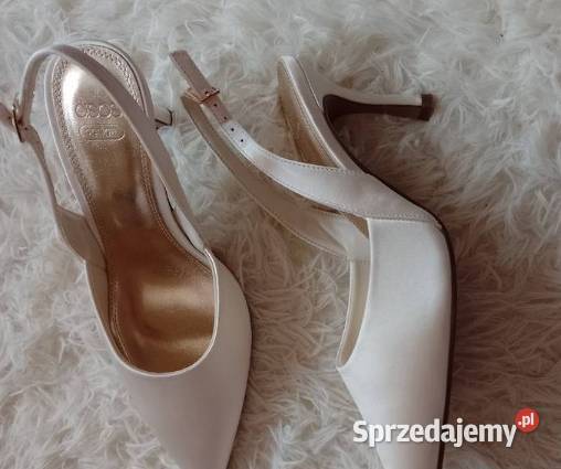 3940 ASOS DesignBiałe wytworne czółenka z tkanina małopolskie Kraków sprzedam