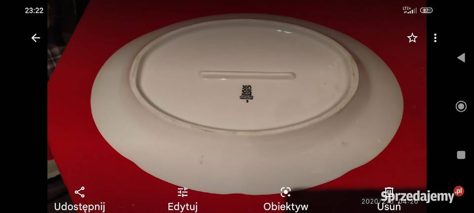 Duża patera porcelana Włocławek biel fiolet dolnośląskie Wrocław sprzedam