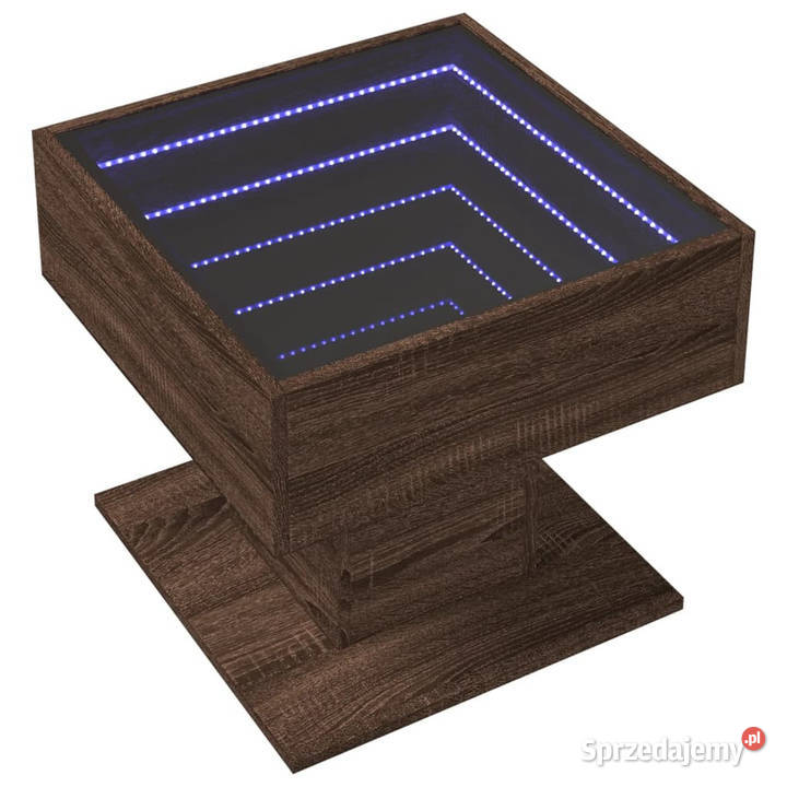 Stolik kawowy z LED brązowy dąb 50x50x45 Warszawa sprzedam