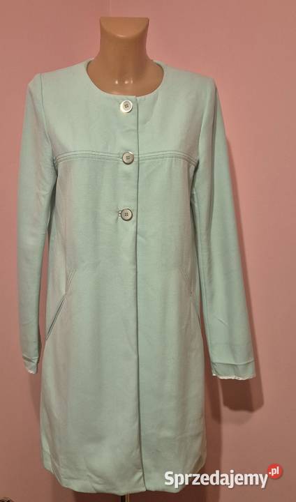 Długi żakiet dzianinowy płaszcz trencz narzutka Brzesko