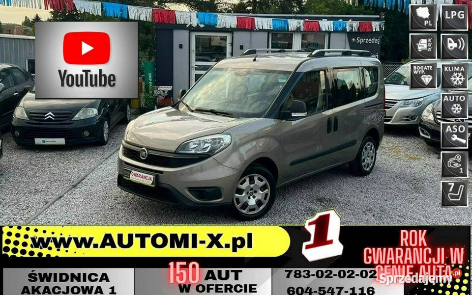 Fiat Doblo 7 os 14 Benz Fabryczne LPG Salon I Wł wspomaganie kierownicy Doblo Świdnica