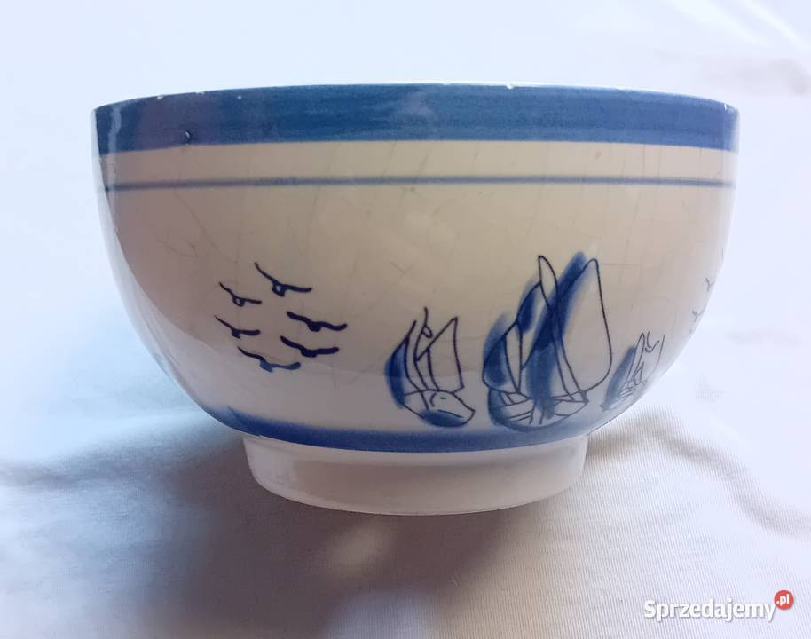 Ceramiczna doniczka w stylu Delft druga połowa Koźminek