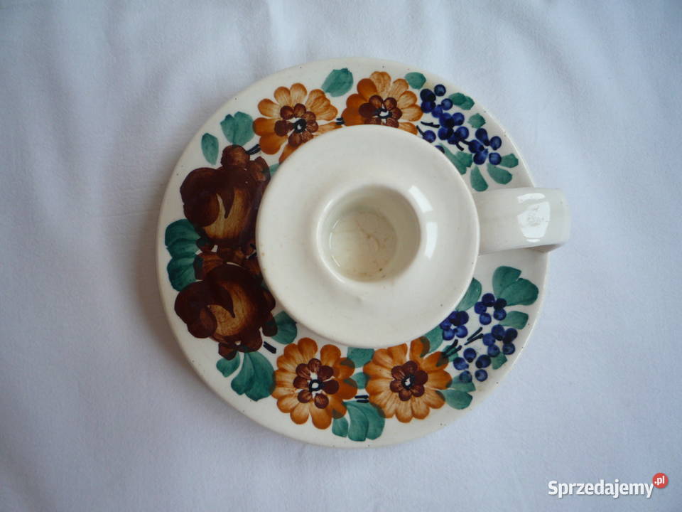 Fajans Włocławek Świecznik Sygnowany Nowy Szczecin